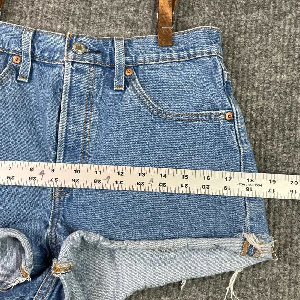 Levi's 501 Original Cut Off Shorts Womens 29 Blue Denim High Rise Button Fly